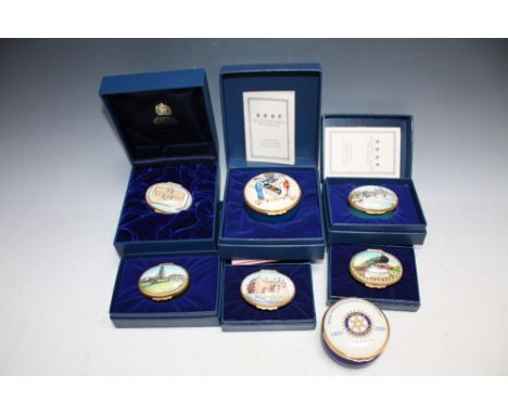 A COLLECTION OF HALCYON DAYS ENAMEL BOXES, SOME WITH LOCAL INTEREST, comprising Bilston Jubilee Charter Day 1933-1993, a limi