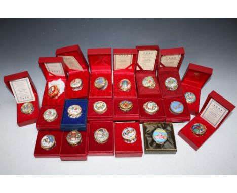 A COLLECTION OF TWENTY CHRISTMAS THEMED HALCYON DAYS ENAMEL BOXES, comprising 1981, 83, 84, 85, 86, 89, 1990, 91, 92, 94, 95,