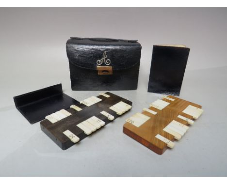 A WEBSTER'S OF LONDON MOROCCO LEATHER TRAVELLING PLAYING CARDS COMPANION, W 14.5 cm