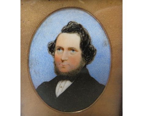 (XIX). American school, oval portrait miniature study on ivory of a bearded gentleman, unsigned, framed and glazed, 4.5 x 3.5