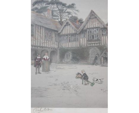 CECIL ALDIN (1870-1935). 'Old Manor Houses Ightham Mote House - The Courtyard', coloured print, signed in pencil to the margi