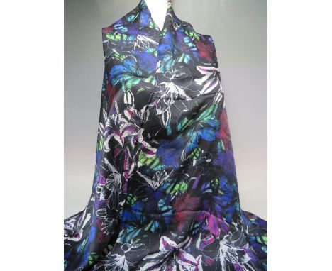 A BIBA ORIENTAL LILY PATTERNED SILK SCARF, approx 176 x 60 cm