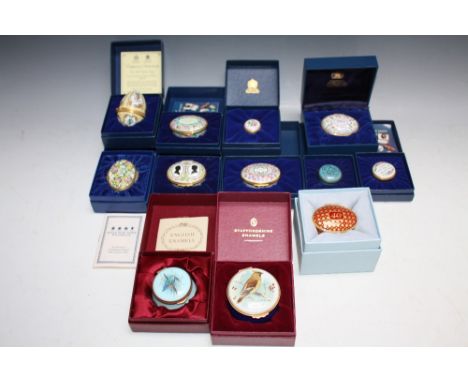 A COLLECTION OF HALCYON DAYS COMMEMORATIVE ENAMEL BOXES, to include The 1987 Easter Egg, Happy Anniversary and Royal Examples