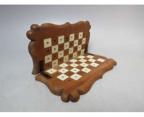 AN ANGLO INDIAN STYLE TRAVELLING CHESS BOARD, W 16.5 cm