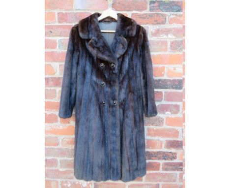 A VINTAGE RICH MAHOGANY BROWN MINK FUR COAT, fully lined, hook fasteners, front pockets, approx size 38", together with A VIN