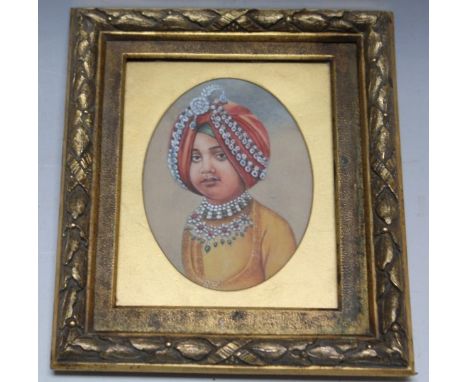 (XIX). An oval portrait miniature on ivory study of DULEEP SINGH as a young man, see verso, unsigned, framed and glazed, 9 x 