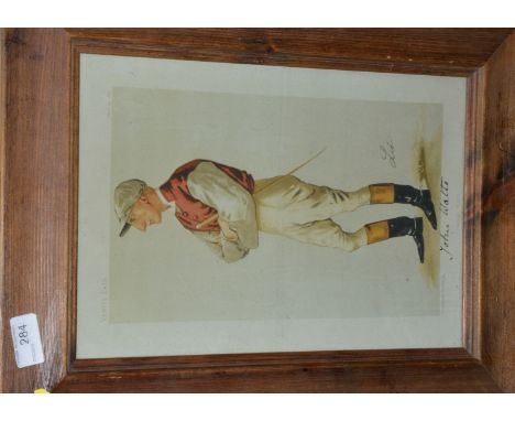 Pine framed Vanity Fair lithograph of Johnny Watts, signed 