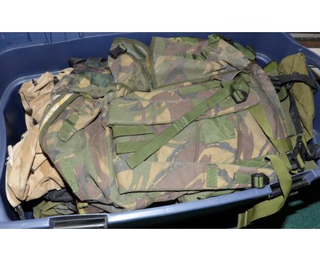 Large trunk containing a various selection of Combat 95 surplus equipment including day sacks, body armour etc