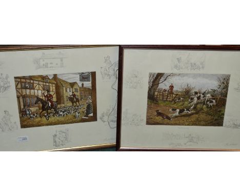 Pair of framed coloured Frank Palou hunting prints 