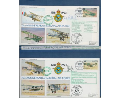 RAF Museum Blue 75th ann RAF official logoed cover album with 17 covers from the Squadron series, some signed by the pilots a