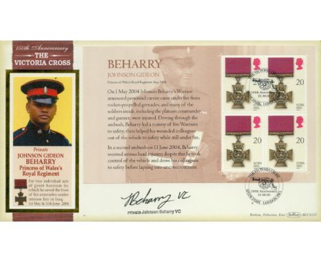 Victoria Cross winner Johnson Beharry VC signed on his own 2006 Victoria Cross Internetstamps official FDC. Warrant Officer C