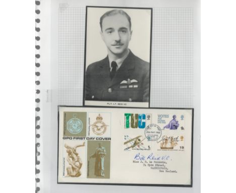 WW2 Victora Cross winner William Bill Reid VC signed 1968 Gen Anniversaries FDC plus portrait photo in RAF Uniform. Reid was 