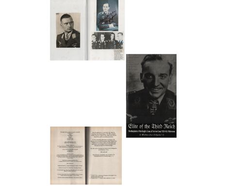 WW2 Luftwaffe aces Gunter Rall Hajo Hermann signed photos inside Hardback book Elite of the Third Reich The Recipients of the