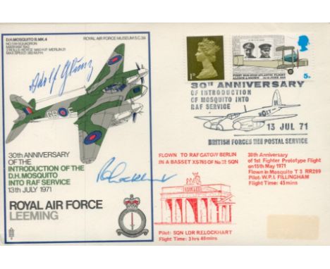WW2 Luftwaffe ace Adolf Glunz KC signed RAF Leeming Mosquito 1971 cover. Career info inside. Flown and signed by Sqn Ldr R Lo