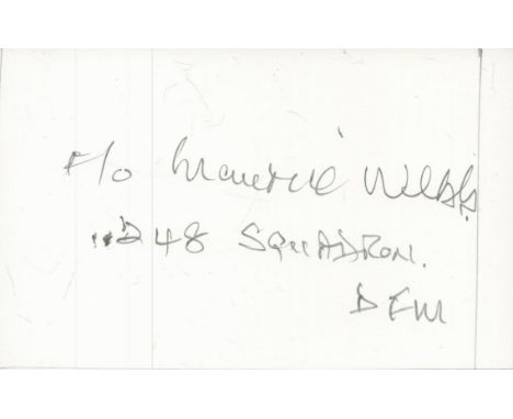 WW2 Maurice Webb DFM 248 sqn Mosquitos signed white card. He flew as a navigator on a Mosquito squadron attacking shipping in