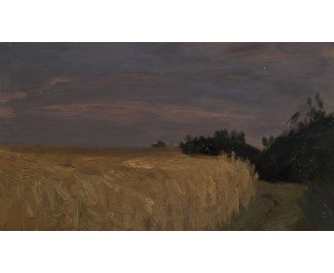 Gemälde Hans Am Ende1864 Trier - 1918 Stettin "Abendstimmung / Erntezeit" u. re. sign. H. Am Ende. verso auf dem Auflagekarto