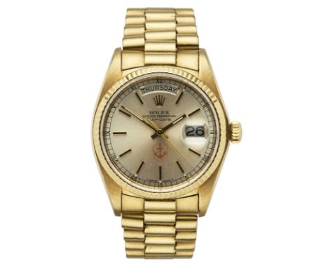 Herrenarmbanduhr Rolex Oyster PerpetualDay-Date, Schweiz 1983. 18 kt GG. Automatik. Ref.-Nr. 18038. Serien-Nr. 7169454. Werk-