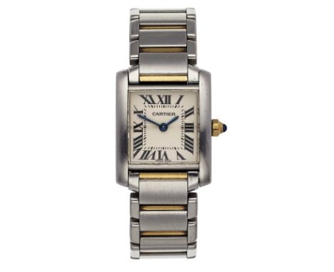 Damenarmbanduhr Cartier Tank Francaise,Schweiz Anf. 2000er Jahre. Stahl/18 kt GG. Quarz. Ref.-Nr. 2384. Gehäuse-Nr. 319402CD.