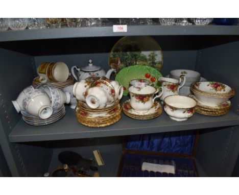 A selection of tea cups and saucers including Royal Albert Old Country Roses