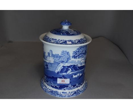 A ceramic biscuit or storage jar by Copeland Spode having black back stamp