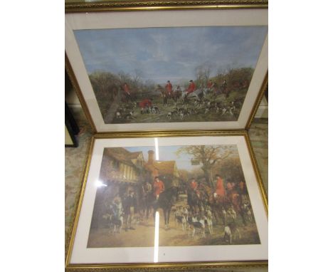 A pair hunting scene prints 'Autumn Morning' and 'Heywood Handy' in matching gilt frames 94x67cm&nbsp;