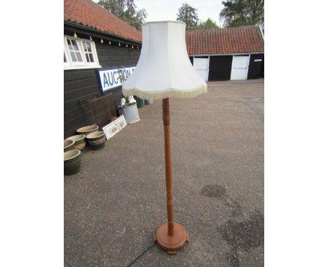 Oak floor lamp with shade (plug removed)