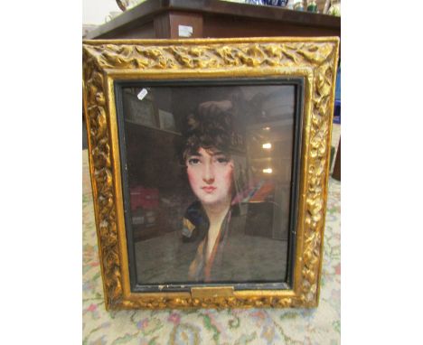 A'Melrosa' portrait print in a papier mache frame 73x63cm