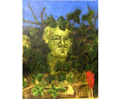 Neil Ward-Robinson PhD (British, b.1943), Self-portrait as Green Man, oil on canvas signed in pencil on verso 2005 unframed 4