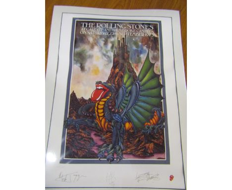 The Rolling Stones 'Cardiff and Pembroke Castles' Limited numbered (2257/5000) plate signed lithographic print (1994) sealed 