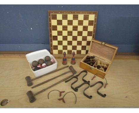 Vintage mini Croquet and chess set&nbsp;