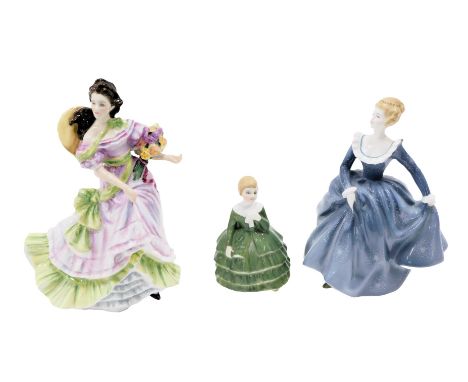 Three Royal Doulton ladies, comprising a large Fragrance HN2234, 20cm high, Summer Time HN3478, 23cm high, and Small Belle HN
