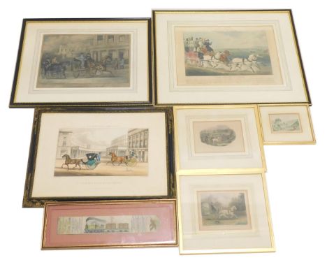 A group of 19thC and later prints, comprising after JH Englehurt, The Hippodrome, 12cm x 16.5cm, The Rival Doctors or Pills a