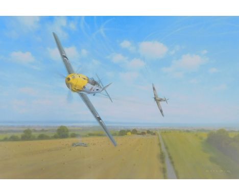 After Gerald Coulson. Low level encounter, limited edition signed print, bearing numerous pencil signatures to border, 37cm x