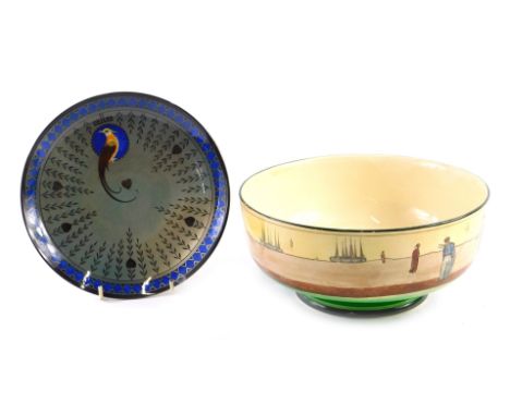 A Royal Doulton series ware bowl, decorated with band of figures in Dutch dress, 26cm diameter, and a Royal Doulton Titanium 