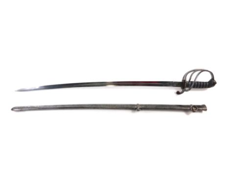 A Victorian Artillery Officer's dress sword by Catterall of Preston, shagreen handle, curved blade with engraved crown decora