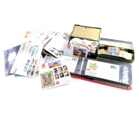 A small quantity of first day covers mostly 1980's, a few 1960's. (c.50), definitives, (c.20) and loose gutter pairs (c.40) 