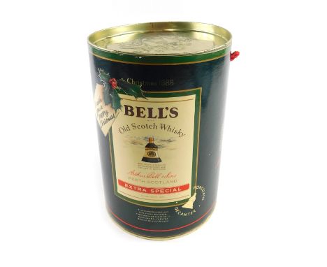 A bottle of Bell's extra special Scotch whisky for Christmas 1989, boxed. 