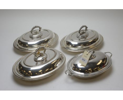 Three late 19th Century silver-plate entree dishes by Thomas Wilkinson &amp; Sons, Birmingham; and another entree dish and co
