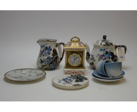 Mixed china to include: two Royal Copenhagen cups and saucers; Losolware teapot and stand, and a jug; Royal Crown Derby Imari