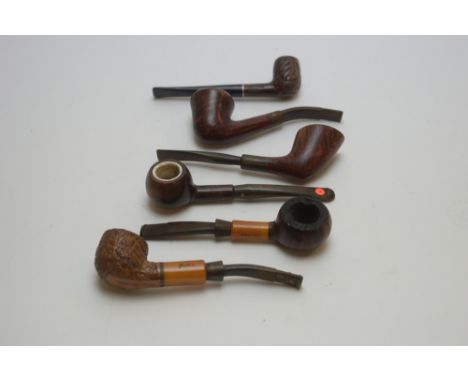 Six vintage tobacco pipes, to include: Dr. Gabrow Duke straight carved billiard; Charatan's Belvedere; Savanelli Punto Oro; P