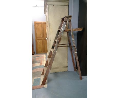 A 20th Century pine painters ladder, 161cms high.