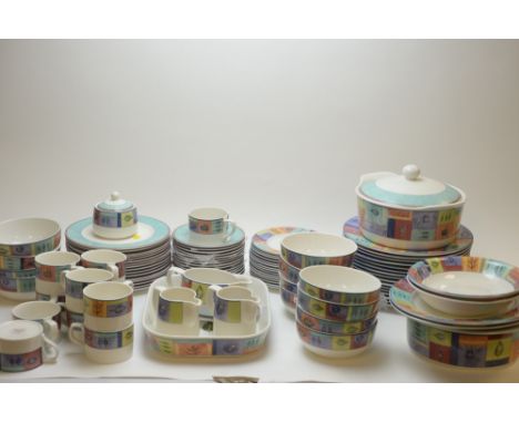A Royal Doulton Trailfinder oven-to-tableware dinner set for twelve plus extras, to include: dinner plates, side plates, bowl