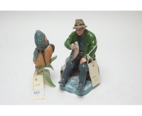 Royal Doulton 'A Good Catch' 2258 figurine; and a Goebel kingfisher.