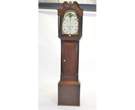 A William Craig of Haltwhistle, an eight-day longcase clock, the associated dial, with Roman hours and Arabic seconds and dat