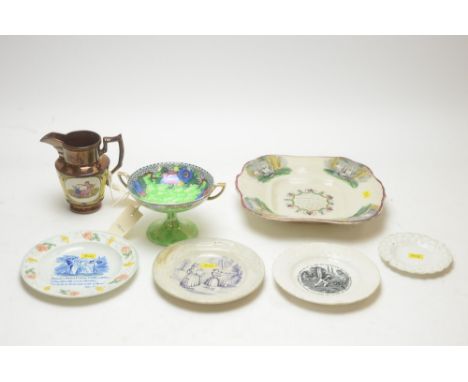 A selection of 19th Century and later Northern pottery, to include: a Dawson of Sunderland copper lustre jug; Don pottery; an