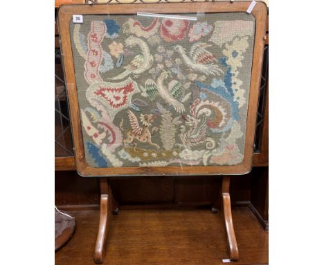 NEEDLEPOINT TAPESTRY PANEL FOLDING TOPPED TABLE 