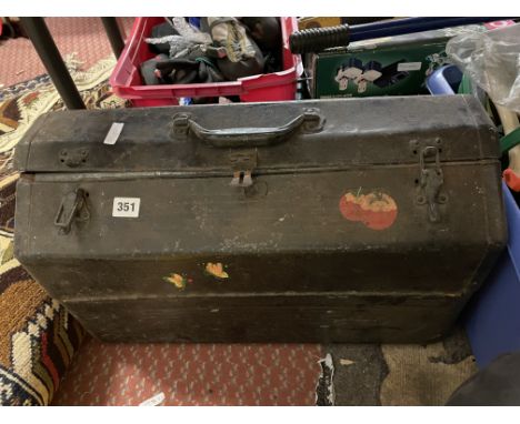 HEAVY DUTY TOOL BOX AND CONTENTS, BLUE TUB OF TOOLS AND ATTACHMENTS
