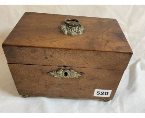 REGENCY MAHOGANY SMALL TEA CADDY ON BUN FEET