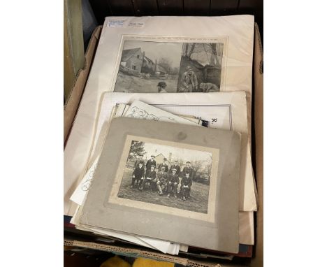 CARTON OF EARLY  PORTRAIT PHOTOGRAPHS, COVENTRY THEATRE PROGRAMMES FROM THE 1950S, PRINTS AND OTHER EPHEMERA