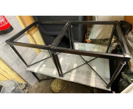 MATCHING PAIR OF ITALIAN DESIGNER GLASS SQUARE SECTION LAMP TABLES